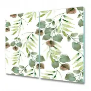 Tempered Glass Worktop Saver Kitchen Autumn Leaves Exotic Palm 2x30x52