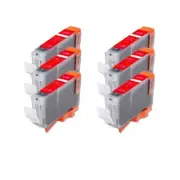 6 RED Replacement Ink Cartridge + chip for CLI-8R Pro9000 Mark II