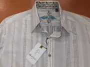 Robert Graham Long Sleeve Classic Fit Button Shirt White Black Stripes