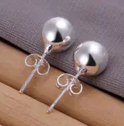 925 Sterling Silver Ball Stud Pierced Earrings Womens Jewellery +FREE Gift Pouch