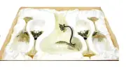 Wine Decanter & 4 Glasses Hand-Blown Glass Embellished with Enamel & Swarovski