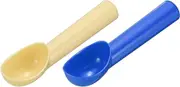 uxcell 2pcs Plastic Ice Cream Scoops, Fruit Spoons Watermelon Scooper Kitchen Tools for Ice Cream Yogurt Cupcake Melon Ball Blue Beige