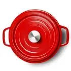 (Red 24cm)Enamel Stockpot Pot Iron Pot With Lid Dual Loop Handle Cast Iron Po GE
