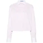 [Prada] Prada Logo-embroidered Cotton Shirt 42 IT PINK