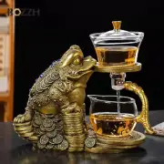 26.5cm Creative Toad Shape Glass Teapot Lazy Automatic Tea Set Cup Holder Base