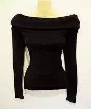 *WITCHERY* STUNNING BLACK SOFT STRETCHY 100% WOOL OFF-SHOULDER TOP sz12 NWT!!!