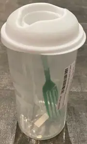 NEW - 18 OZ. Clear Container with Green Plastic Fork - FREE SHIPPING