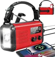 Emergency Hand Crank Radio, NOAA Weather Radio, 20000mAh /74000mWh Solar Radios with AM FM, Portable Flashlight Cell Phone Charger, S0S Alarm& Reading Lamp for Camping Hiking (Red)