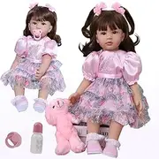 antboat 24 Inch 60 cm Reborn Baby Dolls Girls Lifelike Soft Silicone Vinyl Handmade Toy for Newborn Reborn Dolls