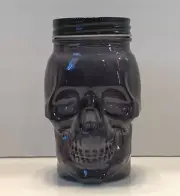 Target Bullseye Playground 2022 Glass Skull Black Mason Jar w/Lid 5.5" Halloween