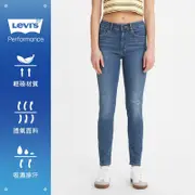 Levis 女款 721高腰緊身窄管抗UV涼感牛仔長褲 / 精工中藍染水洗 / 磨損細節 / 及踝款 / 彈性布料