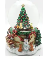 Northlight 7in Blowing Snow Christmas Tree Musical Snow Globe Decoration