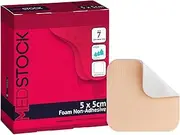 MEDSTOCK Foam Non-Adhesive Dressing, 5CM X 5CM, 10 Count, Wound Care, Odour Control Foam Dressing for Wounds, Non-adhesive, High Absorption, Hypoallergenic, CMC Granules, Optimal for Wound Healing