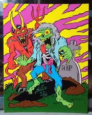 MONSTER ART PRINT HORROR ZOMBIE GRAVEYARD LIMITED SIGNED NUMBERED SCHERES
