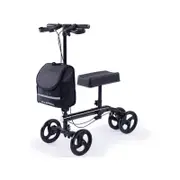 EQUIPMED Knee Scooter Walker Dual Brakes - Bag - Broken Leg Ankle Foot Mobility - Crutches Alternative - Black