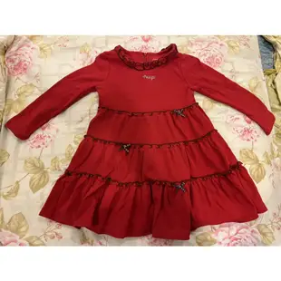 二手長袖洋裝，安妮公主童裝，蛋糕裙洋裝，紅色洋裝