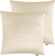 Set of 2 Luxton Velvet Square Cushion Covers Beige, Solid Plain Off White Decorative Throw Pillow Covers for Bedroom Lounge Sofa (45x45cm, Beige)