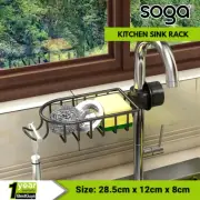SOGA Single Kitchen Sink Organiser Faucet Soap Sponge Caddy Rack Storage Black