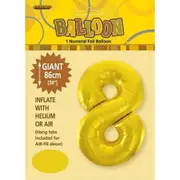 Number 8 Foil Balloon - Gold