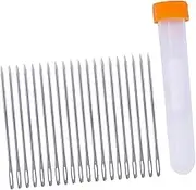 Beatifufu 20pcs Large-Eye Leather Triangle Needles for Sewing Non-Sharp Needle Set Storage Bottle