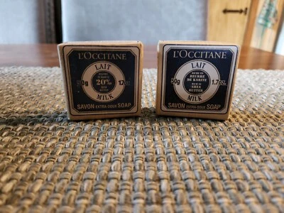L'Occitane Savon Extra-Doux Milk Bar Soap with Shea Butter 1.7 oz 50g - Lot of 2