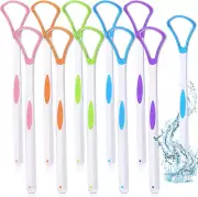10 Pieces Tongue Scraper Tongue Cleaner Plastic Tongue Brush for Adults Oral Hea