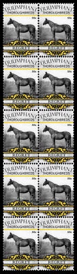 REGRET THOROUGHBRED HORSE RACING STRIP OF 10 MINT VIGNETTE STAMPS
