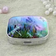 1pc Adorable Flowers Puppy Round Pill Box - 3 Compartment Mini Decorative Pocket