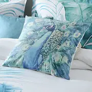 Bianca Peacock Coordinate Velvet Cushion 43x43cm Square Throw Pillow Decor Teal