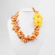 Statement Baroque Pearls Beads Flower Necklace Women Choker Collar Bib Accessory