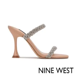 【NINE WEST】ZIPPY5水鑽方頭高跟涼鞋-膚色