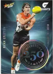 2019 AFL SELECT FOOTY STARS MILESTONE CARD MG38 GWS GIANTS Ryan GRIFFEN