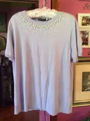 Exquisite & Soft Sportscraft Stretch Jacaranda Crystal Beaded Knit Tee XXL NWT