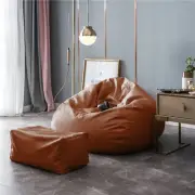 Bean Bag Cover with Footrest Without Beans Only Cover Faux Leather 4XL (Tan)