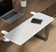 WYJREES Ergonomics Desk Extender Tray,25"x9.9" Table Mount Arm Rest Shelf,90° Foldable Keyboard Tray Platform,Clamp on Computer Arm Rest for Desk,Desk Extension for Office Home Desks,White