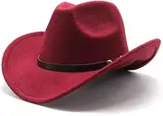 [VKEID] Cowboy Hat Western Cowboy Bowler Hat Felt Men's and Women's Riding Hat Rolled Brim Jazz Hat Cowboy Hat