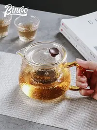在飛比找樂天市場購物網優惠-Bincoo錘紋茶壺茶水分離泡茶壺過濾紅茶壺耐高溫玻璃茶壺玻