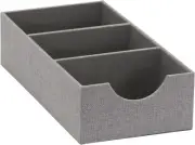 Household Essentials Grey 727-1 Deep 3 Section Drawer Organizer Box for Storage