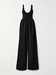 [ET OCHS] ET OCHS - Leonardo Satin-twill And Stretch-jersey Jumpsuit - Black - small small Black