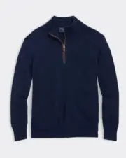 Vineyard Vines Men's CASHMERE FISHERMAN RIB QUARTER ZIP Sweater L Nautical Navy
