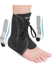 Ankle Brace for Sprained Ankle, Lace up Ankle Brace with 1Pair Metal and Plastic