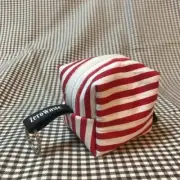 Beautiful Red white striped pouch zip coin purse. Zero Waste upcycle