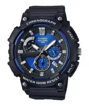 Casio MCW200H-2AV, Men's Chronograph Watch, 100 Meter WR, Black Resin, Date,NEW