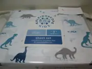 Kaleidoscope LUKE DINOSAURS Twin 3 pc Sheeet Set ~ Blue, Grey, Navy NEW