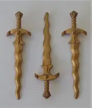 Playmobil 3 x Gold Waved Swords Knights/Pirate/Soldier/Dwarf Mint