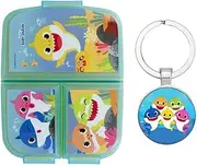 [OM SUPPLIES] Baby Shark Reusable Sandwich Lunch Box 3 Multi Compartment Kids Children School Includes Baby Shark Keychain (Baby Shark)