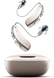 Mercury OTC Hearing Aids Rechargeable - Noise Cancellation, 3 Modes, 8 Volume, Easy Use & Charge Indicator/Case. Ideal Amplifier for Seniors with Moderate to Severe Hearing Loss