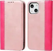 Cavor for iPhone 14 Plus Case,Premium Leather Folio Flip Wallet Case Cover Magnetic Closure Book Design with Kickstand Feature & Card Slots(6.7")-Pink
