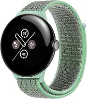 [GIOPUEY] Strap Compatible with Google Pixel Watch 3 45 mm, Braided Nylon Strap [Unisex] Elastic Replacement Strap - Green