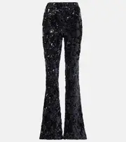 [Dorothee Schumacher] Dorothee Schumacher Sequin high-rise flare pants AU 16 blue
